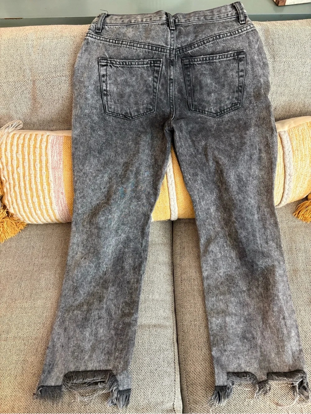Free People Maggie Mid-rise Straight Leg Jeans distressed denim bottlerocket